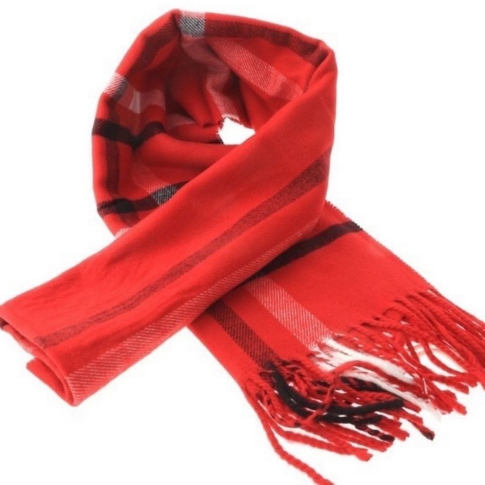 🔥🔥🆕COZY CASHMERE FEEL RED PLAID SCARF